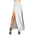 thumbnail image 2 of EDFBUYKRS Female Skirts Short Skirts for Women Casual Womens Double Split Maxi Long Skirt Ladies Plain Basic Two Side Slit 4 22, 2 of 5