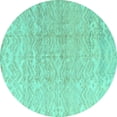 thumbnail image 1 of Ahgly Company Machine Washable Indoor Round Solid Turquoise Blue Modern Area Rugs, 8' Round, 1 of 4