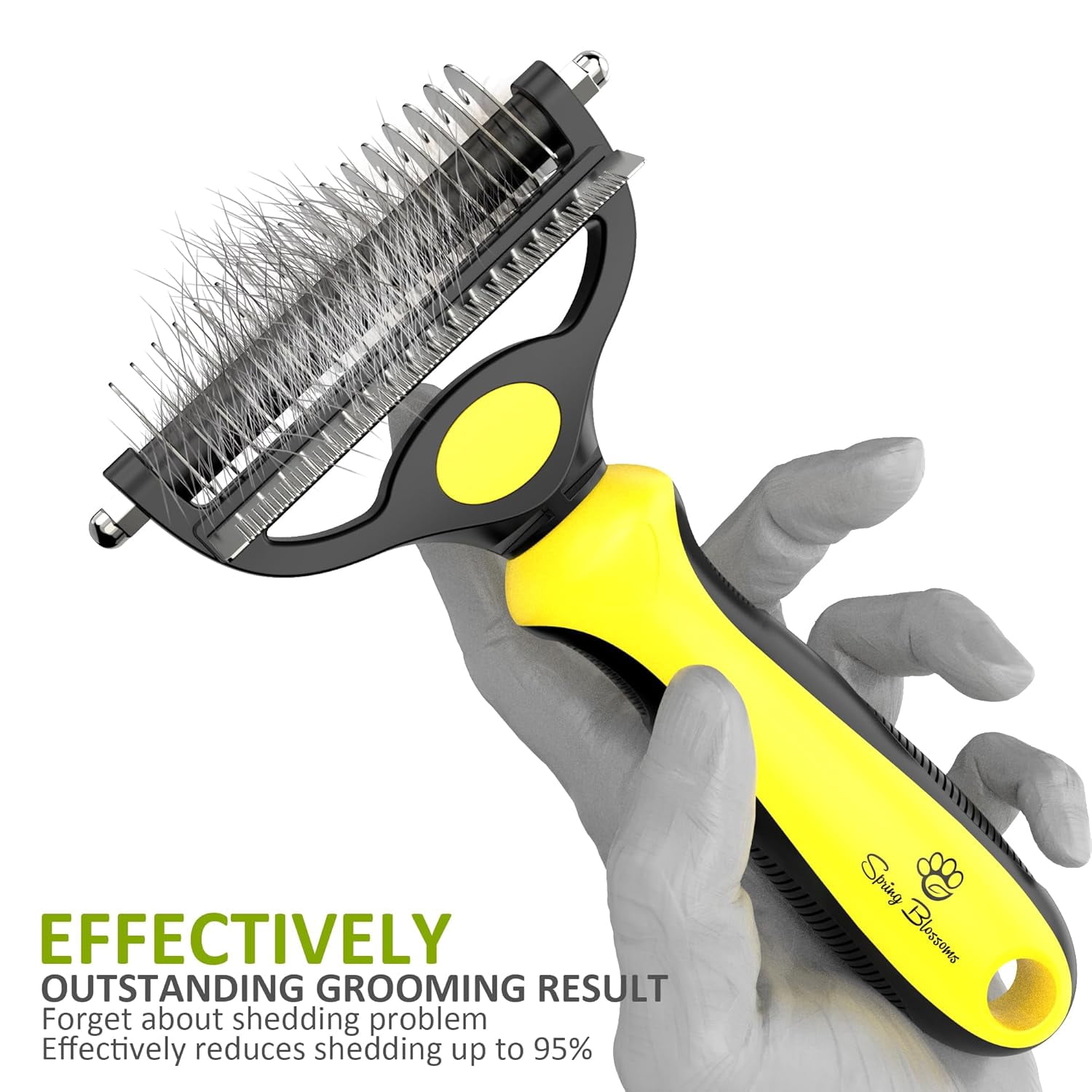Spring Blossoms-2 in 1 Professional Grooming Rake for Cats & Dogs-Dematting Comb for Easy Mats & Tangles Removing,Hair Removal Cleaner for Pets