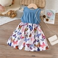 thumbnail image 4 of EnJoCho Children's Clothing Summer Girls' Denim Patchwork Butterfly Printed Vest Dress for Small and Medium Sized Children Fashion Solid Party Dress Little & Big Children Girl Clothes, 4 of 9
