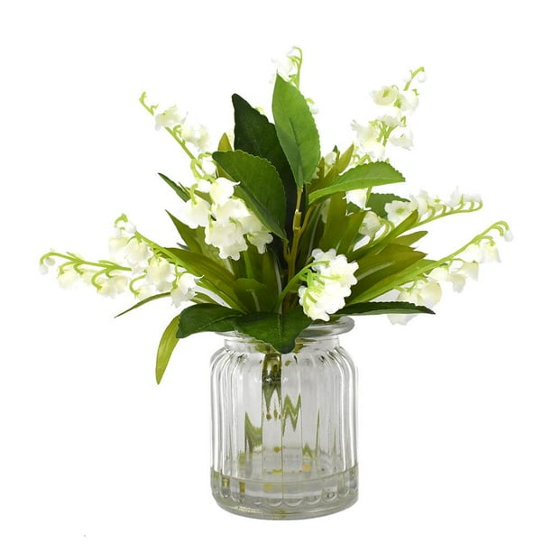 Artificial Lily of the Valley with Vase, 9Inch