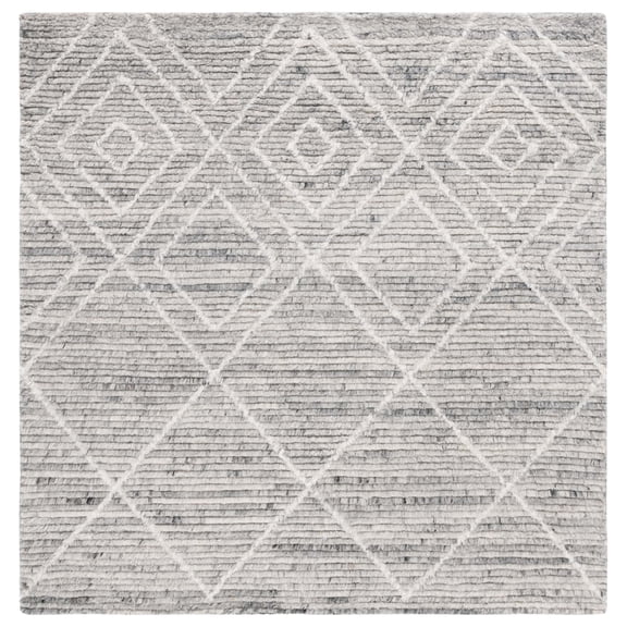 SAFAVIEH Kenya Rubye Diamond Area Rug, Gray/Ivory, 6' x 6' Square