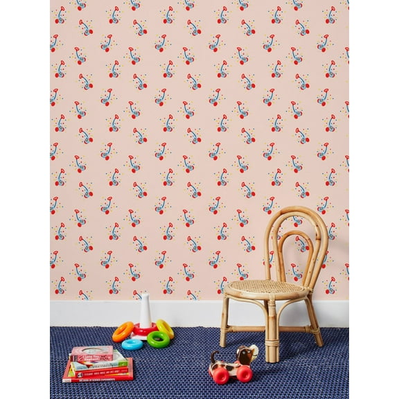 Corn Popper Removable Vinyl Wallpaper By Fisher-Price - Peach