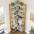 thumbnail image 4 of QinaQin Librero esquinero industrial en forma L, diseño alto de 5 o 7 niveles con estructura metálica para sala o recámara, 4 of 7
