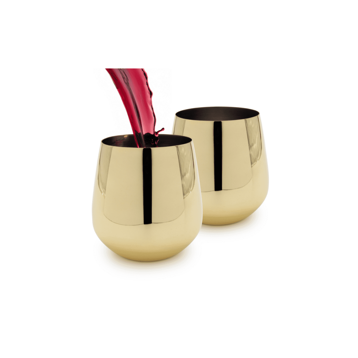 K&K Home Gold Stainless Steel Unbreakable Gold Stemless Wine Glasses - 15 oz - Set of 4 Colored, Stemless Metal Wine Glasses Perfect for Outdoors, Weddings, and Parties
