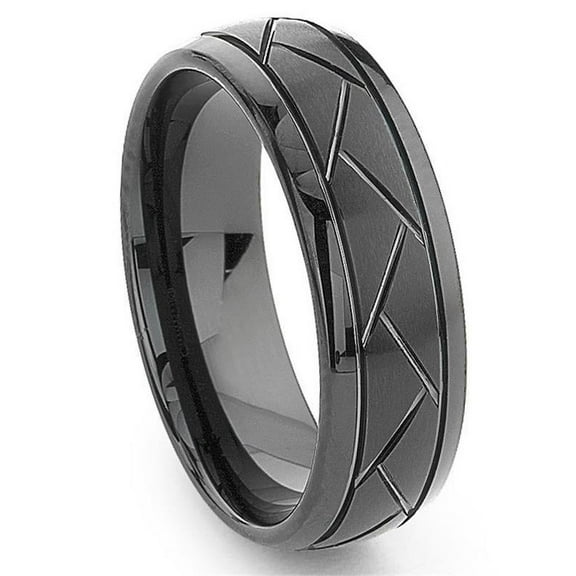 Titanium Kay Black Tungsten 8MM Diamond Cut Dome Comfort Fit Mens Wedding Band Ring Sz 10.0