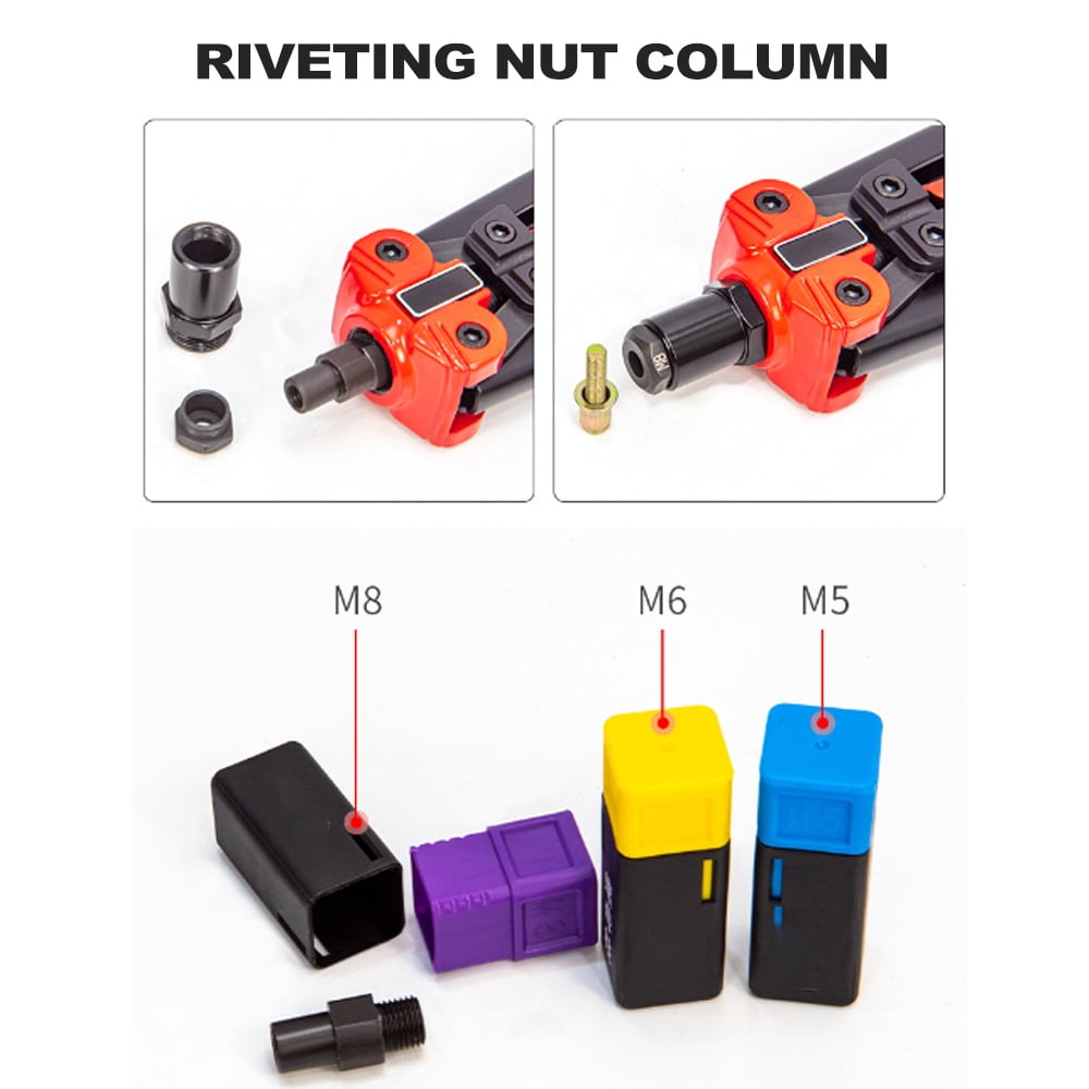 Rupoun Rivet Nut Tool Kit with 10 Rivets and 10 Nut Rivets Assortment, Manual Hand Riveter for Sheet Metal & Automotive Work, 15.35 inches / 39 cm