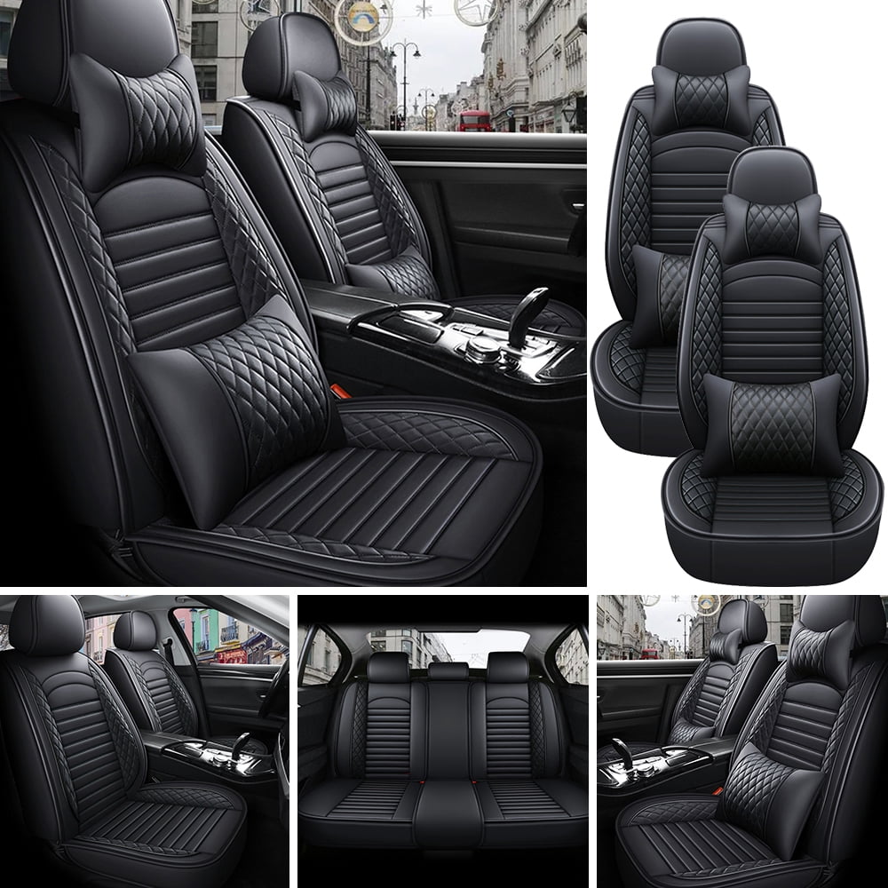 Aotiyer Black, Faux Leather, Full Ser Seat Covers