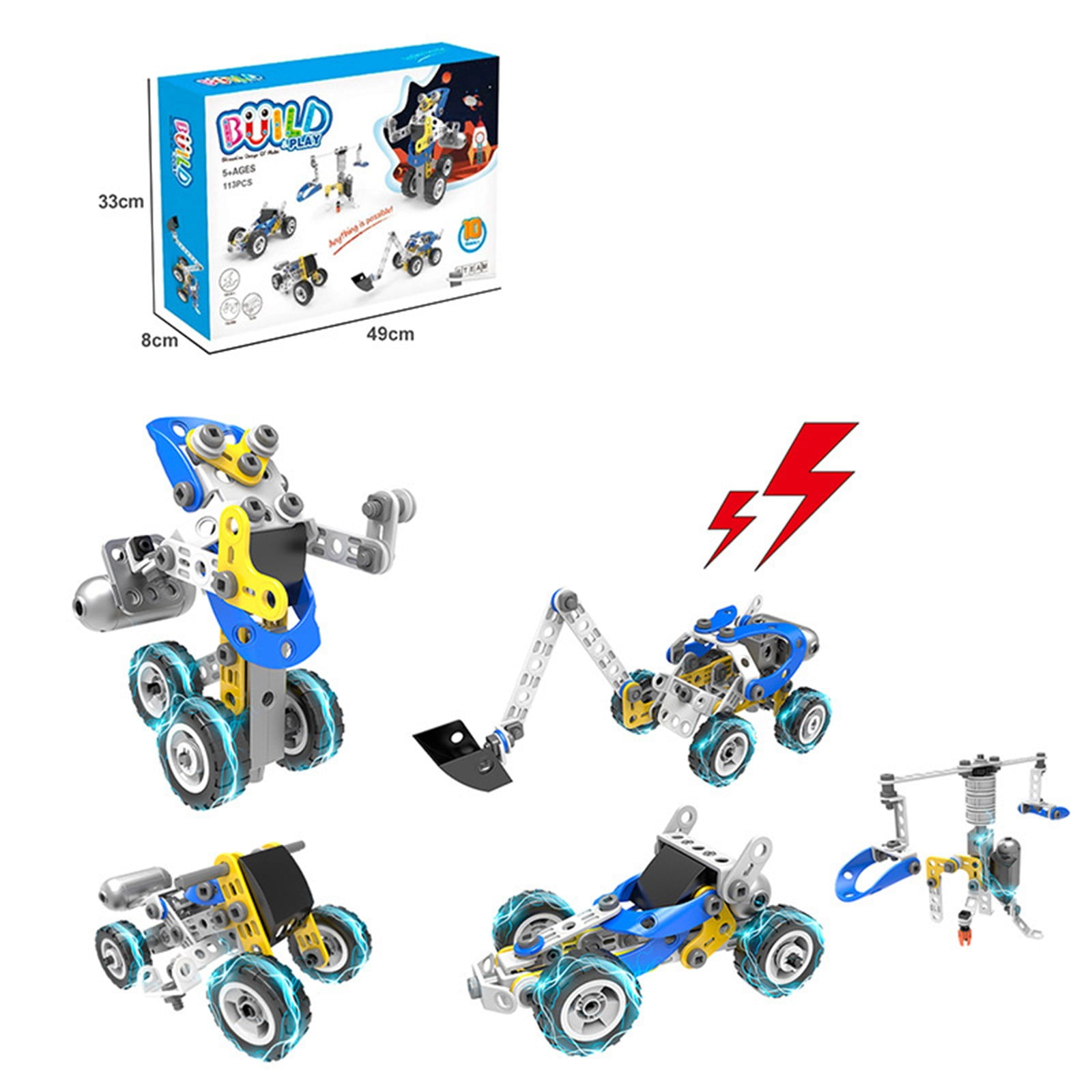 Building Kit Toys, Motorized Erector Sets for Kids Ages 4 5 6 7 8+,STEM Building Toys for Boys Girls 3-5 4-8 5-7 6-8 Year Old, Assembly Car Engineering Kit,Creative Educational Learning Toys