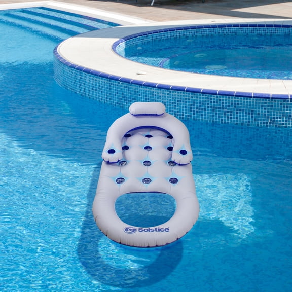 Swim Central Inflatable Solstice Lounge Inflatable Swimming Pool Float - 64" - Blue and White