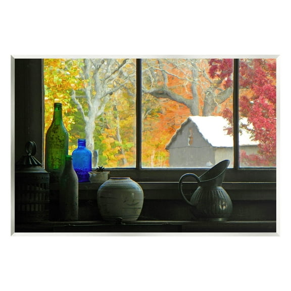 Stupell Industries Fall Foliage in Window Landscape Photography Unframed Art Print Wall Art, 15 x 10