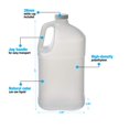 thumbnail image 4 of Hudson Exchange 1 Gallon Square Plastic Jug with Cap, HDPE, Natural, 4 Pack, 4 of 4