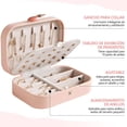 thumbnail image 3 of Caja de joyería, Organizador de joyas de cuero portable para pulseras, collares, pendientes y anillos (Rosado), 3 of 4