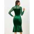 thumbnail image 3 of DARING DIVA Elegant Velvet Sheer Mesh Cocktail Dress L Green, 3 of 6