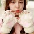 thumbnail image 5 of 1 Pair for Cat Claw Bear Paw Fingerless Winter Plush Gloves Cute Kitten Halloween Cosplay Half Finger Mittens Hand Warme, 5 of 19