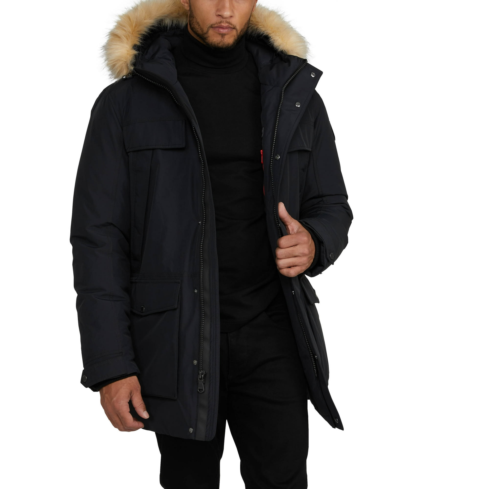 Pajar Men s Kendry Mid Weight Parka with Fixed Fur Trimmed Hood Walmart