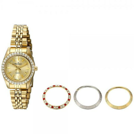 Peugeot Women's Goldtone Interchangeable Bezel Watch Set - Walmart.com