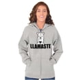 thumbnail image 3 of Llamaste Namaste Spiritual Llama Unisex Fleece Graphic Zip Up Hoodie Brisco Brands 2X, 3 of 5