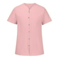 thumbnail image 4 of Jinhomg Men's Button Down Shirt Big and Tall Casual Solid Cotton Linen Tops Lightweight Comfy Short Sleeve Summer Beach Shirts Hawaiian Vacation Wear Pink XXXL, 4 of 7