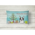thumbnail image 2 of Carolines Treasures BB1575PW1216 Christmas Tree and Boston Terrier Canvas Fabric Decorative Pillow, 12H x16W, multicolor, 2 of 3