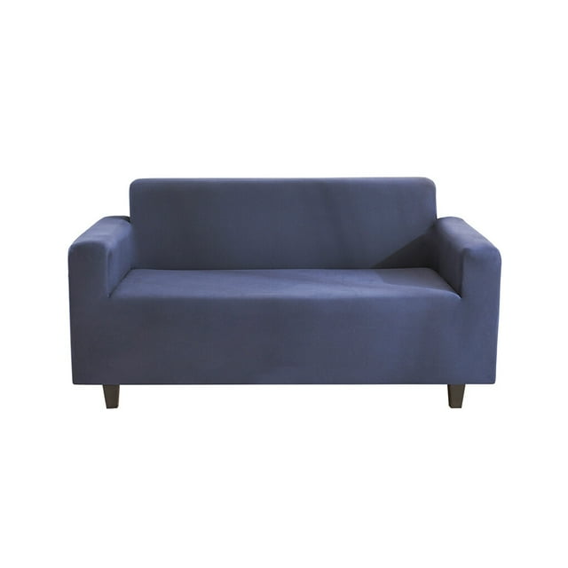 pitrice Solid Color Sofa Cover Elastic Couch Dust-proof Anti-slide Slipcover 1/2/3/4 Seater Covers Protector Full Coverage Navy L