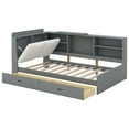 thumbnail image 3 of Twin Corner Bed Frame with Storage Bookcase, Twin Daybed with Storage Drawers Underneath, Bed Unit with L-Shaped Headboard, Gray, 3 of 9