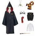 thumbnail image 3 of Disfraz de Halloween para niños y adultos, estilo Potter de la Escuela de Magia de Ravenclaw, bata de Cosplay para niños y niñas, trinchera para fiesta, 3 of 5