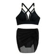 thumbnail image 6 of Wamejoo Womens High Waisted Bikini Sets Tummy Control Swimsuits Curvy Mesh Swim Skirt (Black, L), 6 of 6