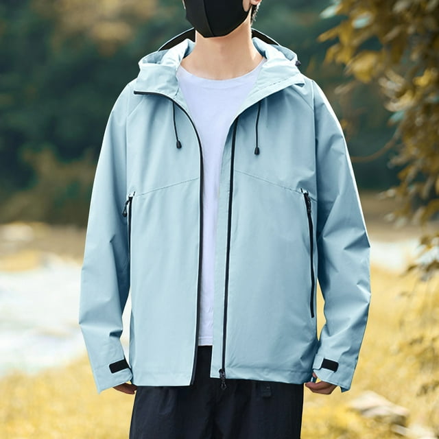 Veste de Randonnée à Capuche pour Hommes, Imperméable Léger avec Col Montant, Manches Longues, Décontracté pour Extérieur Printemps Été Automne