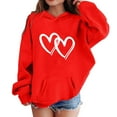 thumbnail image 2 of KHONTS Girls Long Sleeve Hooded Sweatshirts with Heart Print Casual Loose Fit Pullovers Hoddies Jacket for Kids,Sizes 3-14 Years, 2 of 3