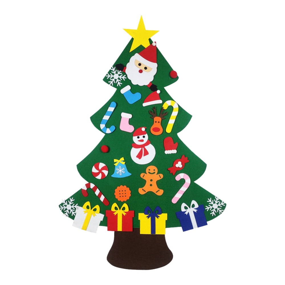 Kids DIY Felt Christmas Tree Set Wall Hanging Detachable Ornaments