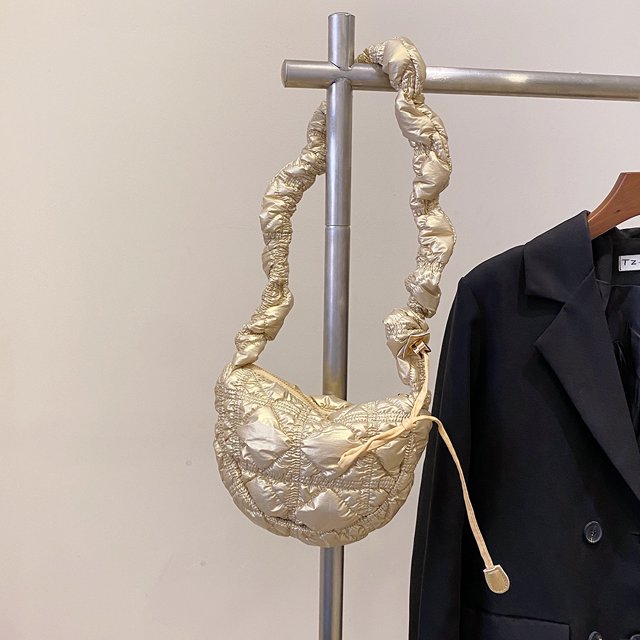 Bolso bandolera para mujer, suave, plisado, ligero, informal, para mujer (dorado)