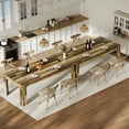 thumbnail image 3 of Rustic Brown Farmhouse Dining Table – 71" Heavy-Duty Rectangular Wooden Table for 6-8 – 1.18" Thick Finger-Jointed Top, Triangular Legs, Easy to Clean, for Dining Room or Kitchen – 1.8m, 3 of 8