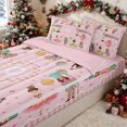 thumbnail image 3 of Erosebridal Whimsical Nutcracker Figure Zipper Full Size Comforter Sets with Fitted Sheet and 2 Pillowcases for Girls, Gingham Check Print Zipper Bedding Set, Pink Reversible, 4-Piece, 3 of 7