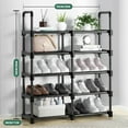 thumbnail image 3 of Shoe Rack 5 Tiers Tall Shoe Rack for Entryway 20 Pairs Shoe and Boots Sturdy Organizer Storage Shelf Space Saving Large Shoe Tower Durable Black Metal Stackable Shoe Cabinet, 3 of 7