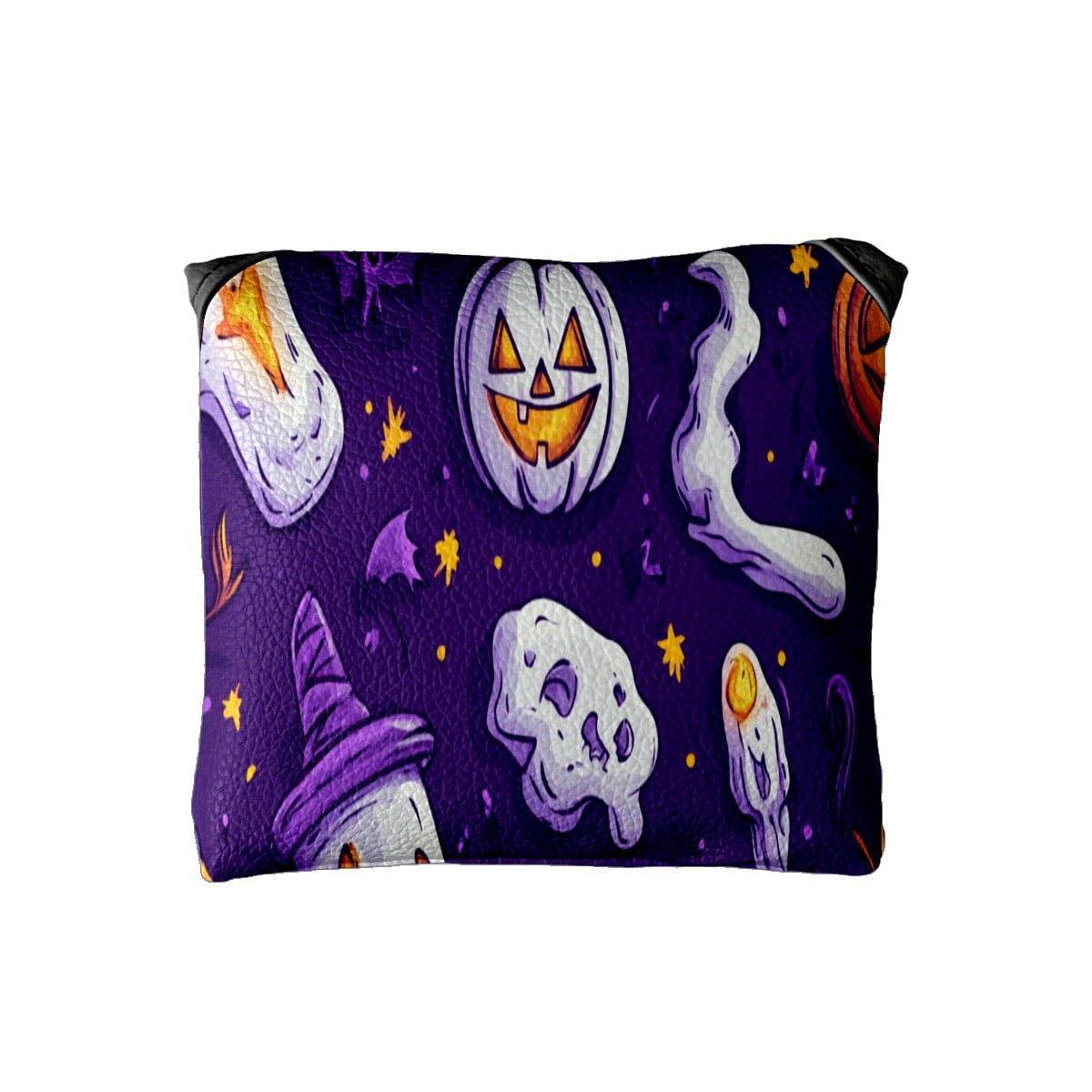 Golf Mallet Putter Cover Premium Leather Waterproof Golf Putter Head Cover with Magnetic Closure Halloween Cartoon Style