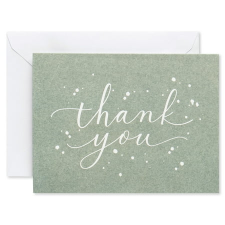 American Greetings Blank Stationery with Envelopes, Thank You on Green (50-Count)