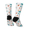 Cartoon Marine Print Casual Socks for Women, Polyester Dressing Socks