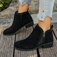thumbnail image 4 of EKVAHL Women's Faux Suede Ankle Booties Side Zipper Chelsea Boots Low Block Heel Relaxed Fit Non‑Slip Fall Winter Short Boots Black, 4 of 6