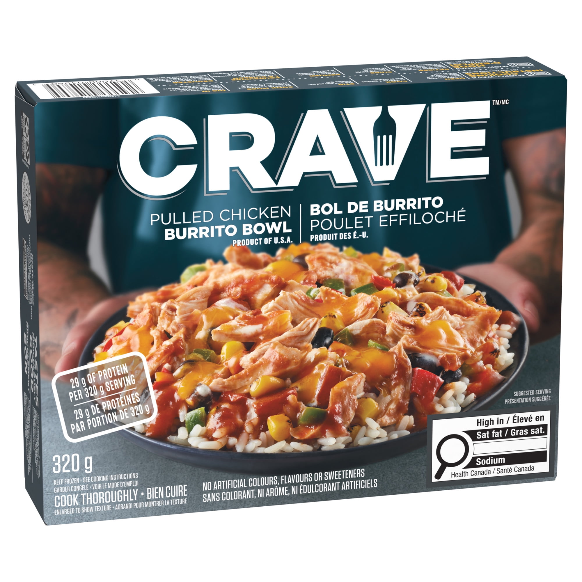 Crave Pulled Chicken Burrito Bowl Frozen Meal, 320g