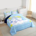 thumbnail image 3 of Feelyou Blue Cartoon Unicorn Queen Comforter Set for Teens, Cute Magic Animal Bedding Sets, Mystic Stars Rainbow Reversible Bedding Comforter Set, Microfiber Bedroom Decor, 3-Piece, 3 of 8