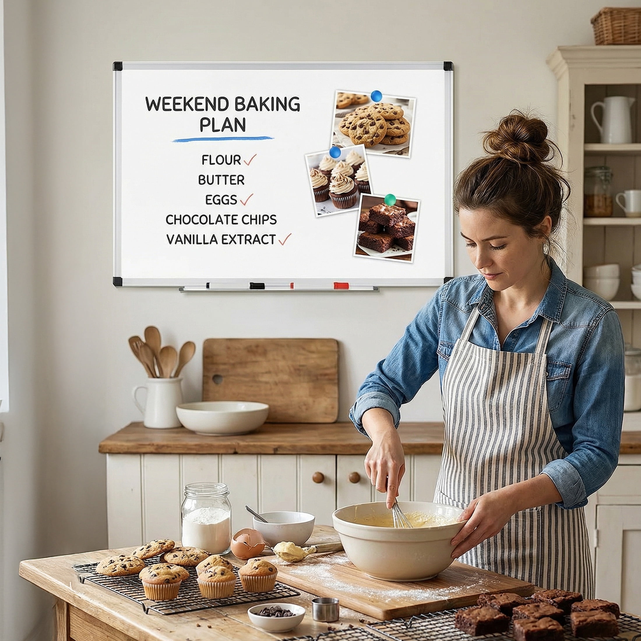 SHOUFTW Magnetic Dry Erase Board, Wall Mounted Whiteboard with Aluminum Frame and Removable Pen Tray, Horizontal or Vertical Installation