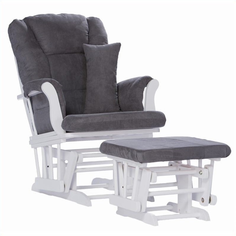 Kingfisher Lane Custom Glider and Ottoman in White and Grey