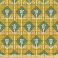 thumbnail image 2 of Ambesonne Floral Fabric by the Yard Upholstery, Tulips in Rhombus, 1 Yard, Yellow Dark Turquoise, 2 of 5