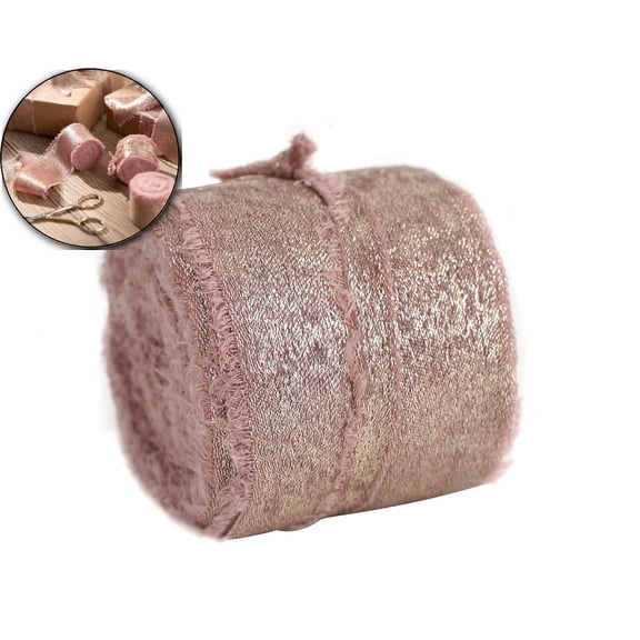 Dvruxg Chiffon Ribbon, Silk Ribbon Frayed Edge for Bridal Flower Bouquet Wedding, New Years Eve Party Supplies, Christmas Gifts Wrapping DIY Crafts