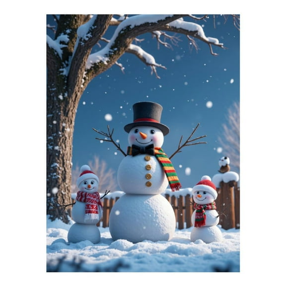 Diamond Art Kits for Adults, Snowmen Family Winter Scene 5D Diamond Painting Kits for Adults Beginners, DIY Full Drill Diamond Painting, Gem Art and Crafts 12x16