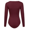 thumbnail image 3 of Doublju Women's Long Sleeve Round Neck Stretchy Bodysuit Tops (Plus Size Available), 3 of 5