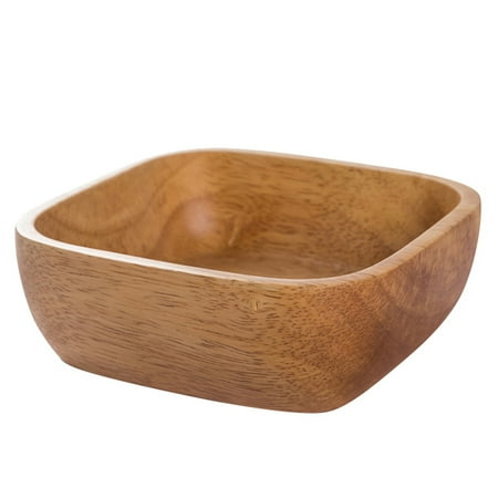 

1Pc Wooden Bowl Dessert Plate Wood Salad Bowl Food Container Tableware