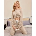 thumbnail image 4 of Ekouaer Womens Pajamas Set Ribbed Knit Long Sleeve Pullover Top Jogger Pants Set 2 Piece Lounge Set Sleepwear Tracksuit, 4 of 7