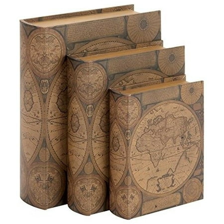 Deco 79 Beautifully Designed Wood Leather Book Box, Set of 3